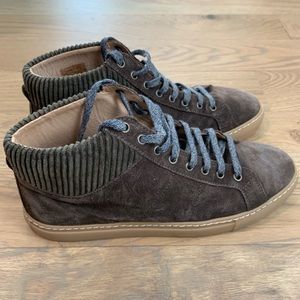 Eleventy Men’s Suede High Top Sneaker w/ corduroy